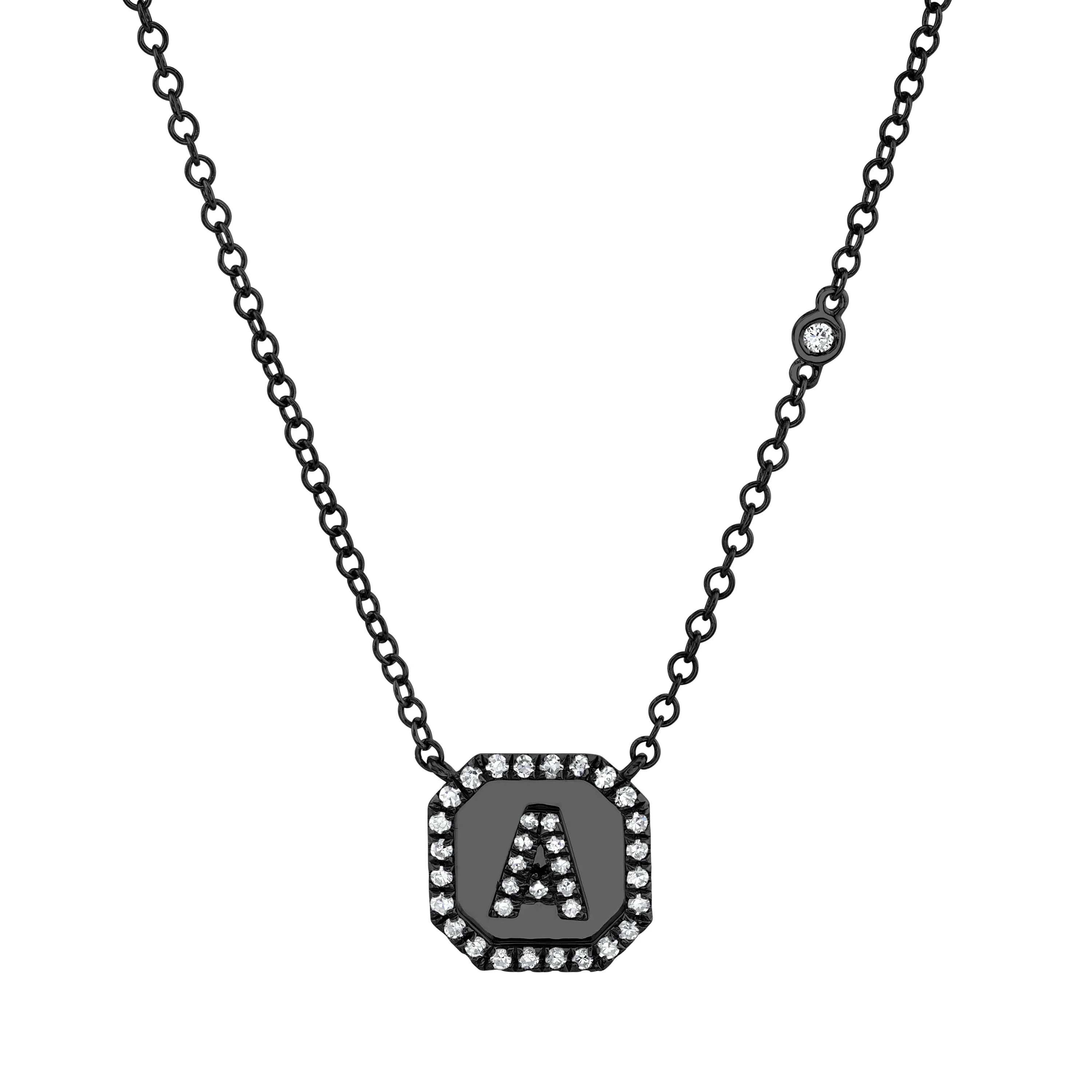 MINI ME DIAMOND PAVE INITIAL NAMEPLATE NECKLACE