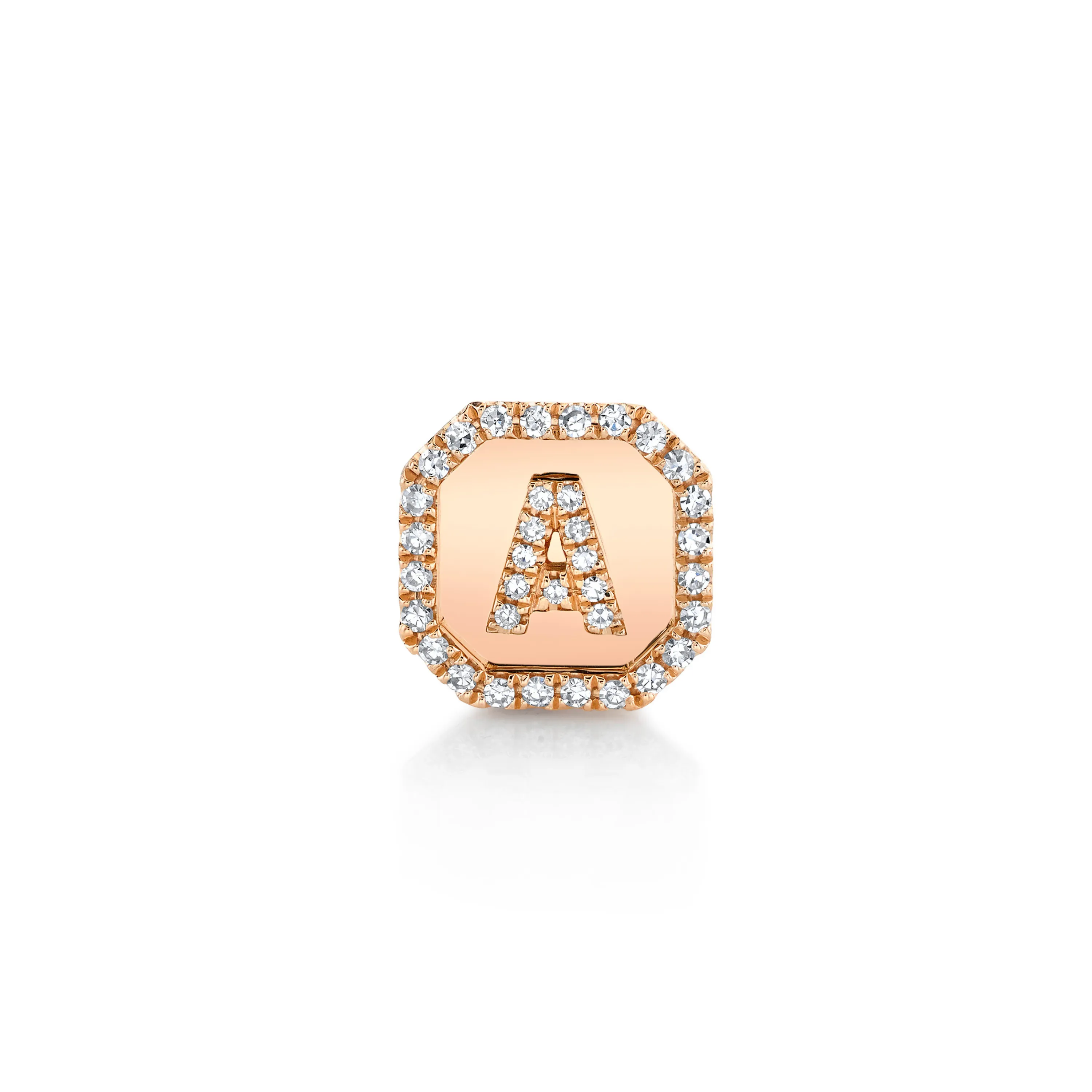 MINI ME DIAMOND PAVE INITIAL SINGLE NAMEPLATE STUD