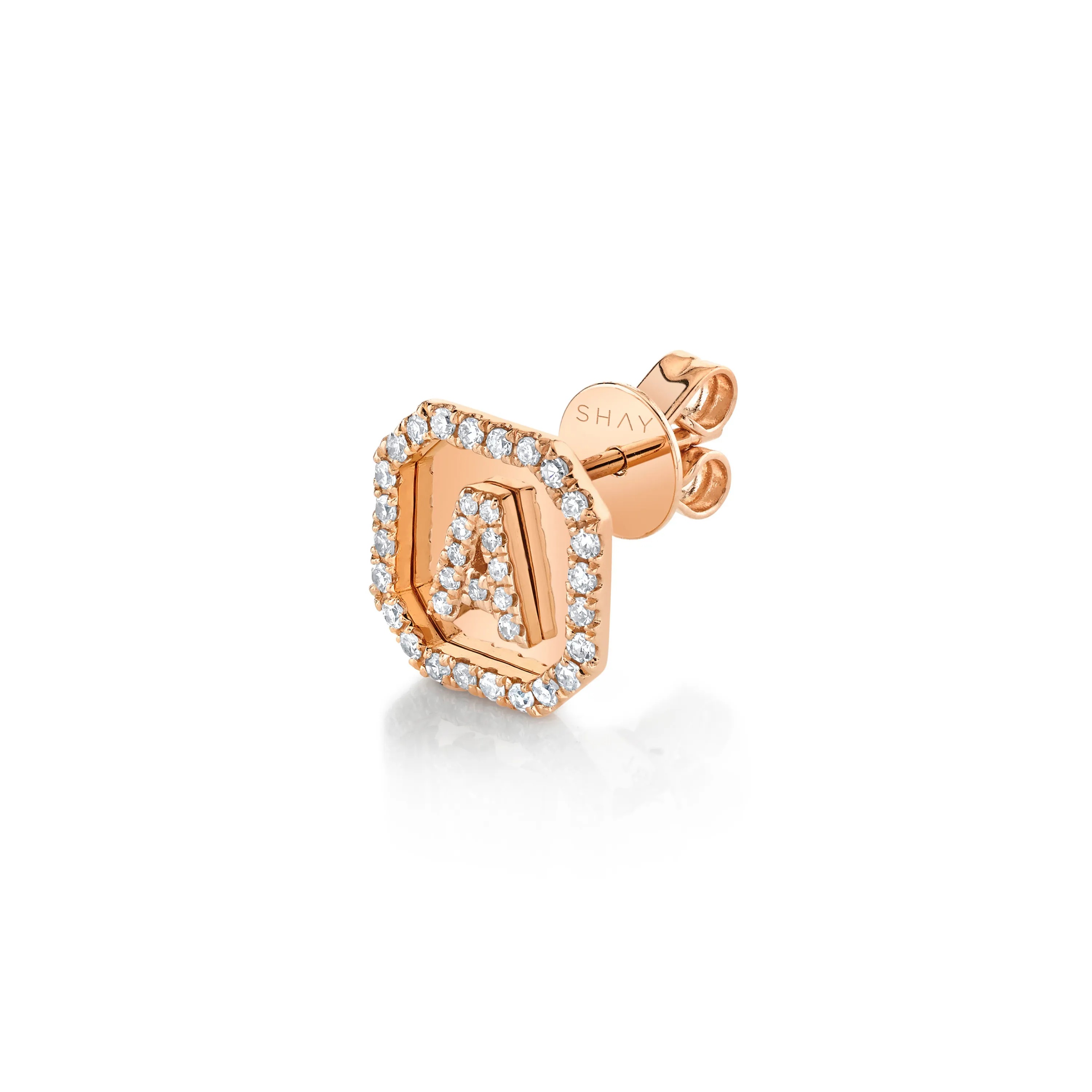 MINI ME DIAMOND PAVE INITIAL SINGLE NAMEPLATE STUD