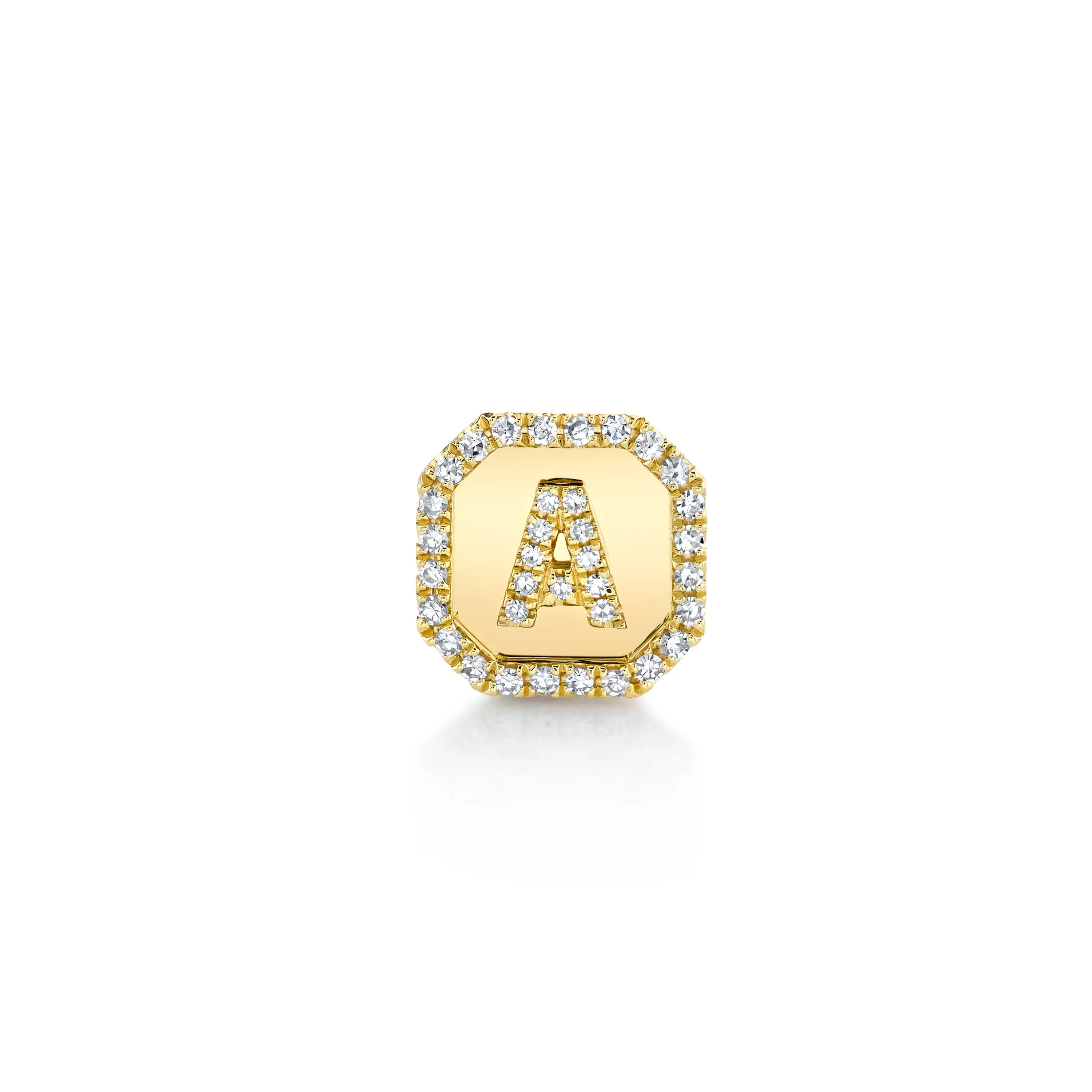 MINI ME DIAMOND PAVE INITIAL SINGLE NAMEPLATE STUD