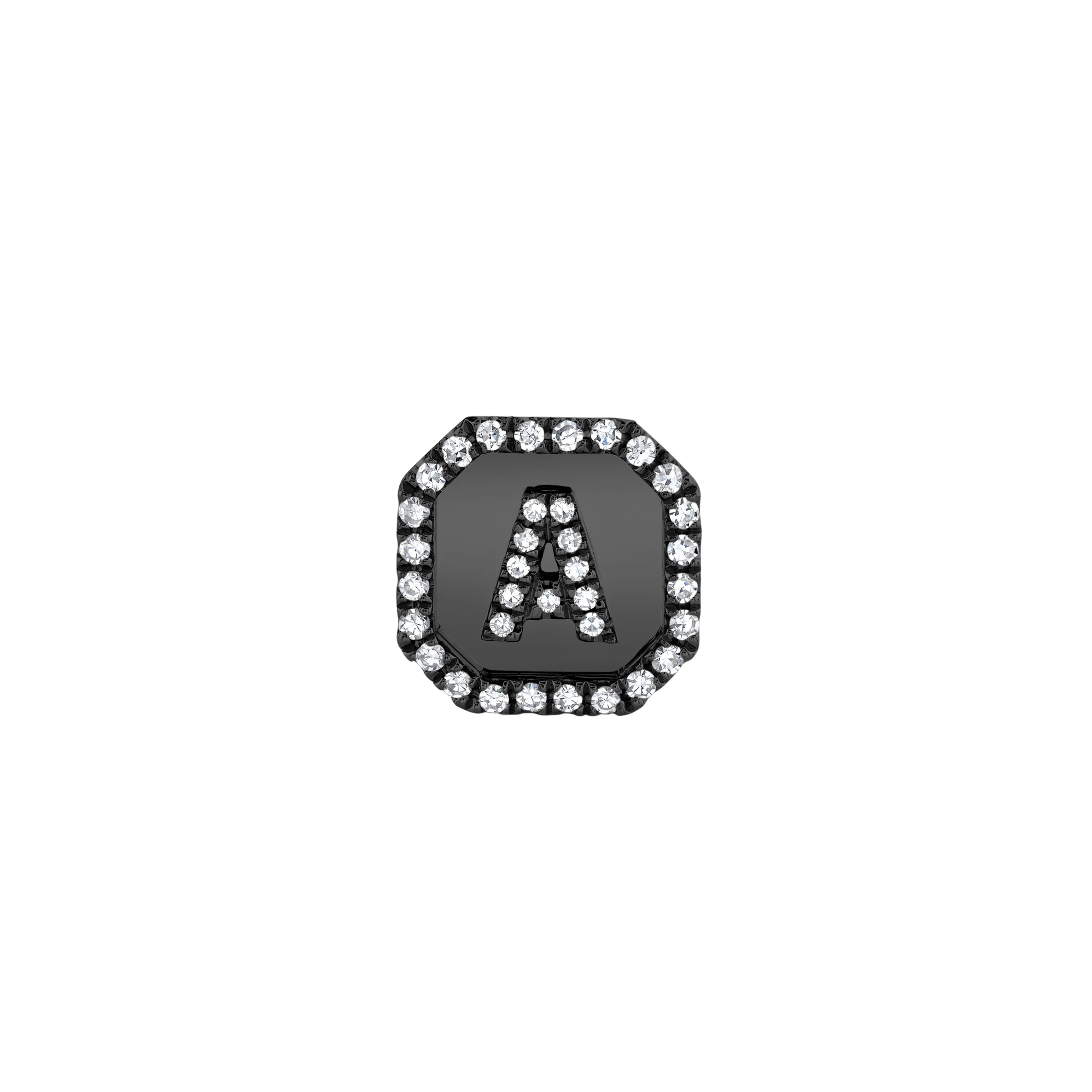 MINI ME DIAMOND PAVE INITIAL SINGLE NAMEPLATE STUD