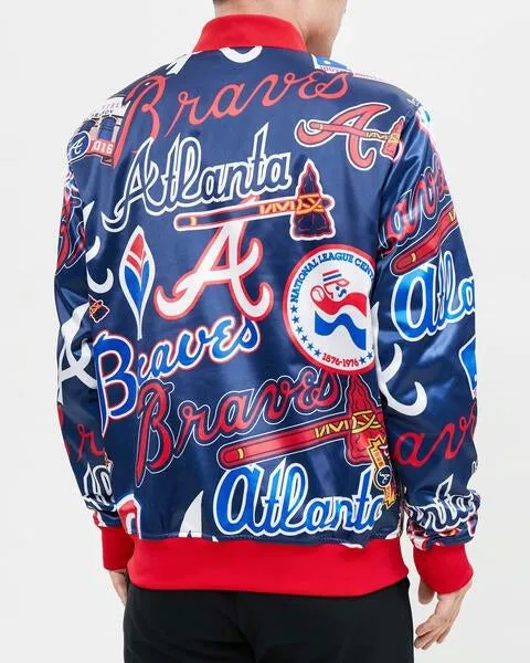 MLB ATLANTA BRAVES AOP MEN'S SATIN JACKET (RED)