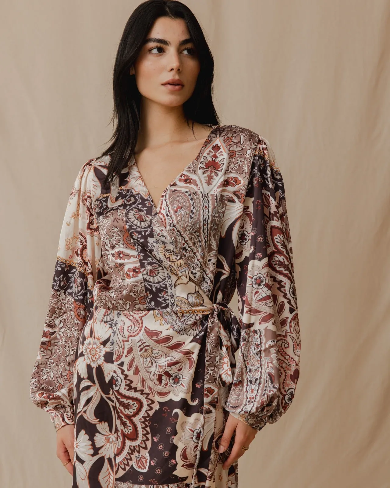 Patchwork Floral Wrap Dress Light