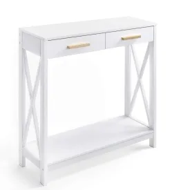 Prosumer's Choice White 2-Tier Compact Sofa and Console Table, Elegant Entryway or Hallway