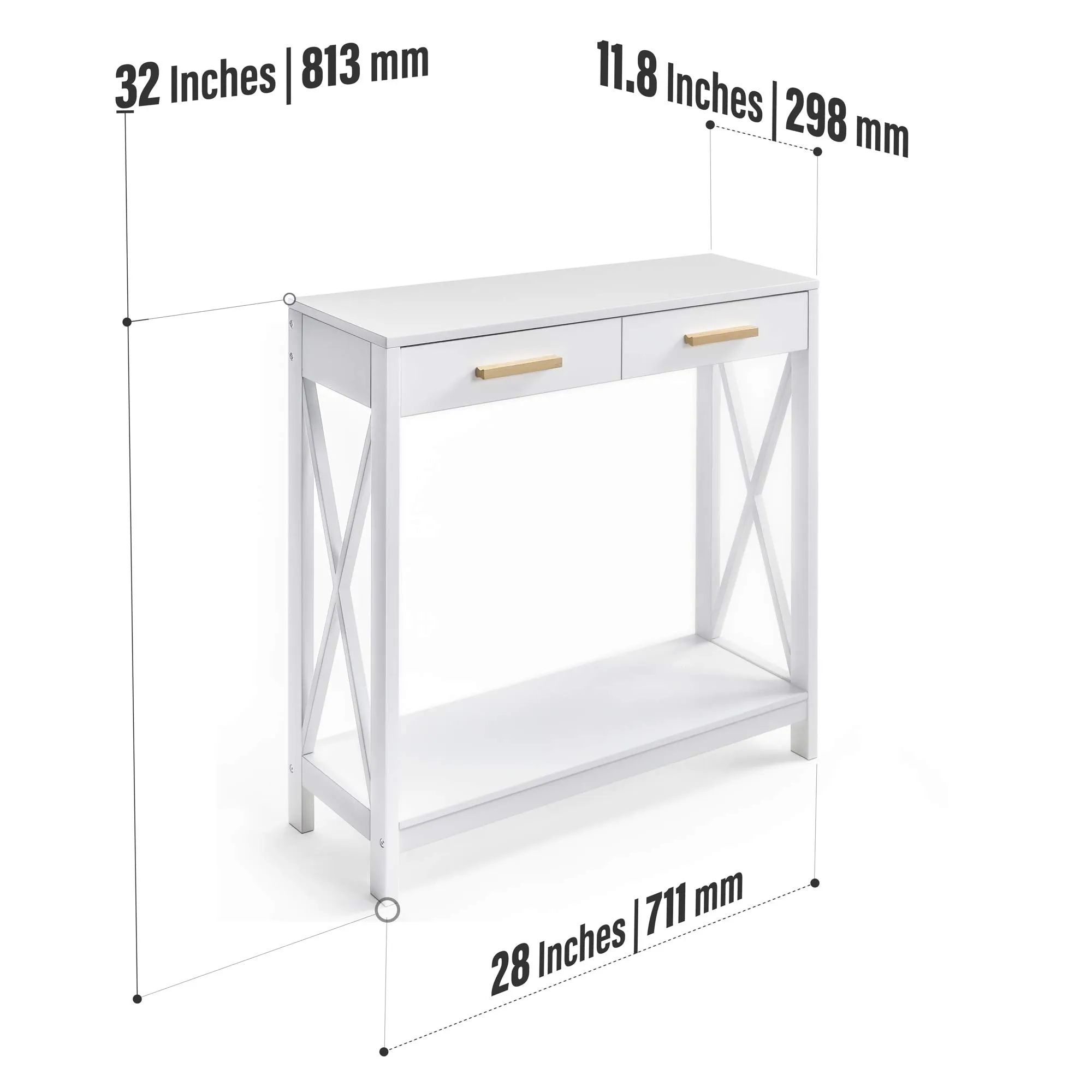 Prosumer's Choice White 2-Tier Compact Sofa and Console Table, Elegant Entryway or Hallway