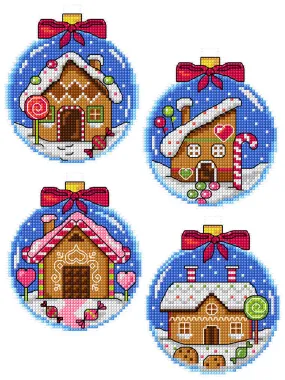 "Gingerbread Houses Baubles dark blue" 169CS Counted Cross-Stitch Kit