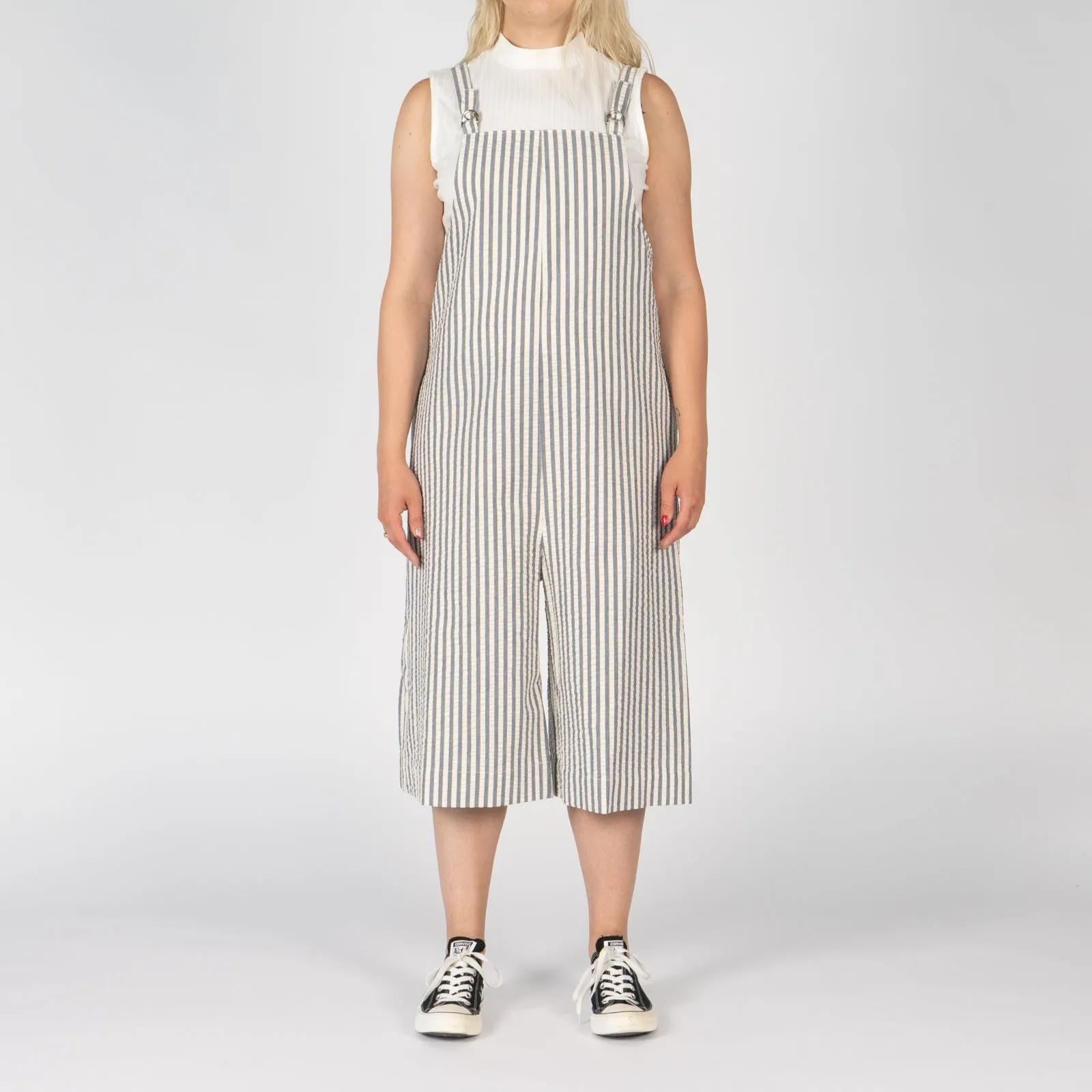 Romper - Seersucker Stripe - Blue/Cream