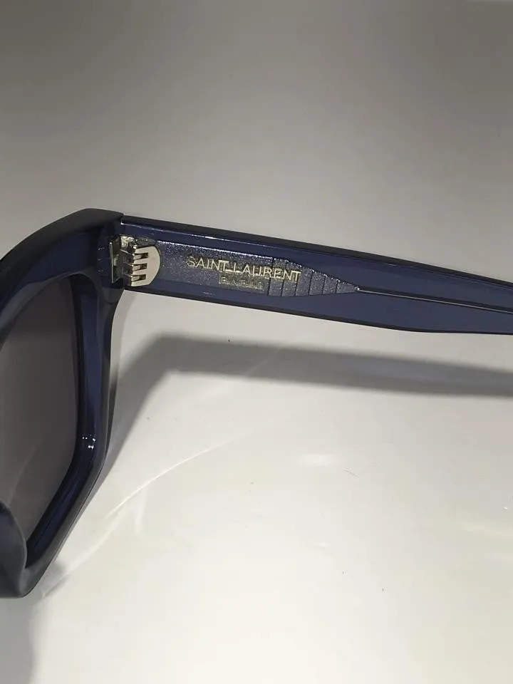 Saint Laurent - Bold Transparent Blue Framed Sunglasses with Purple Lenses