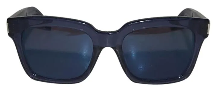 Saint Laurent - Bold Transparent Blue Framed Sunglasses with Purple Lenses