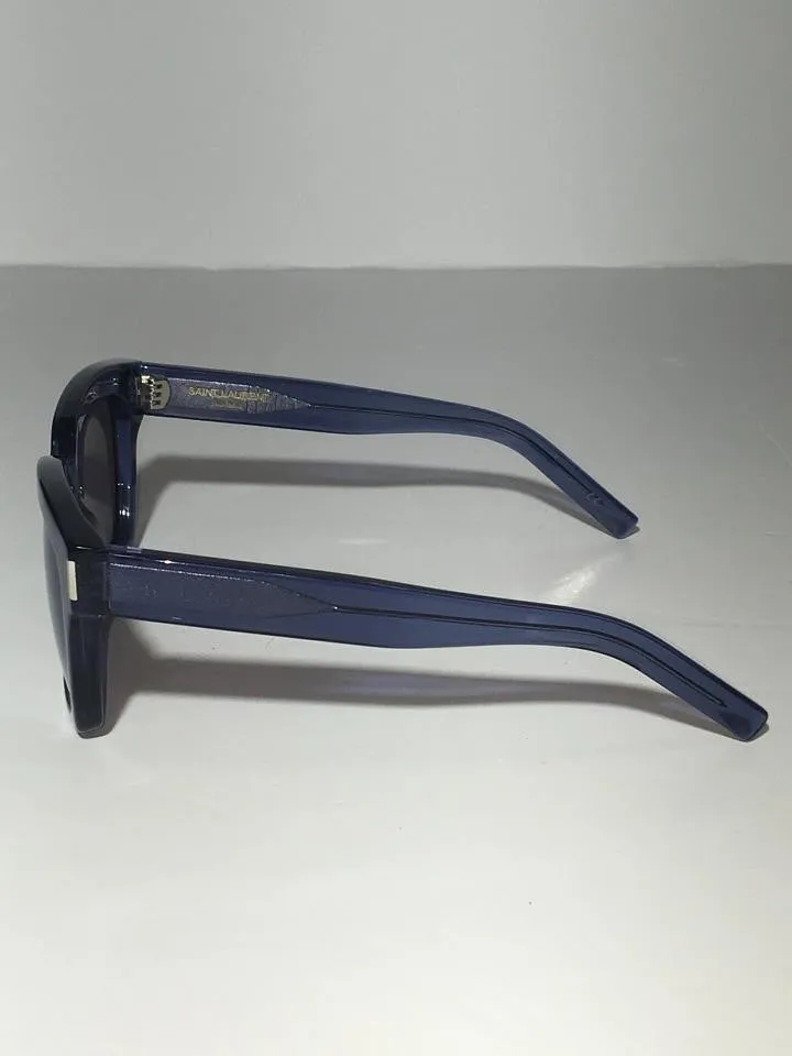 Saint Laurent - Bold Transparent Blue Framed Sunglasses with Purple Lenses