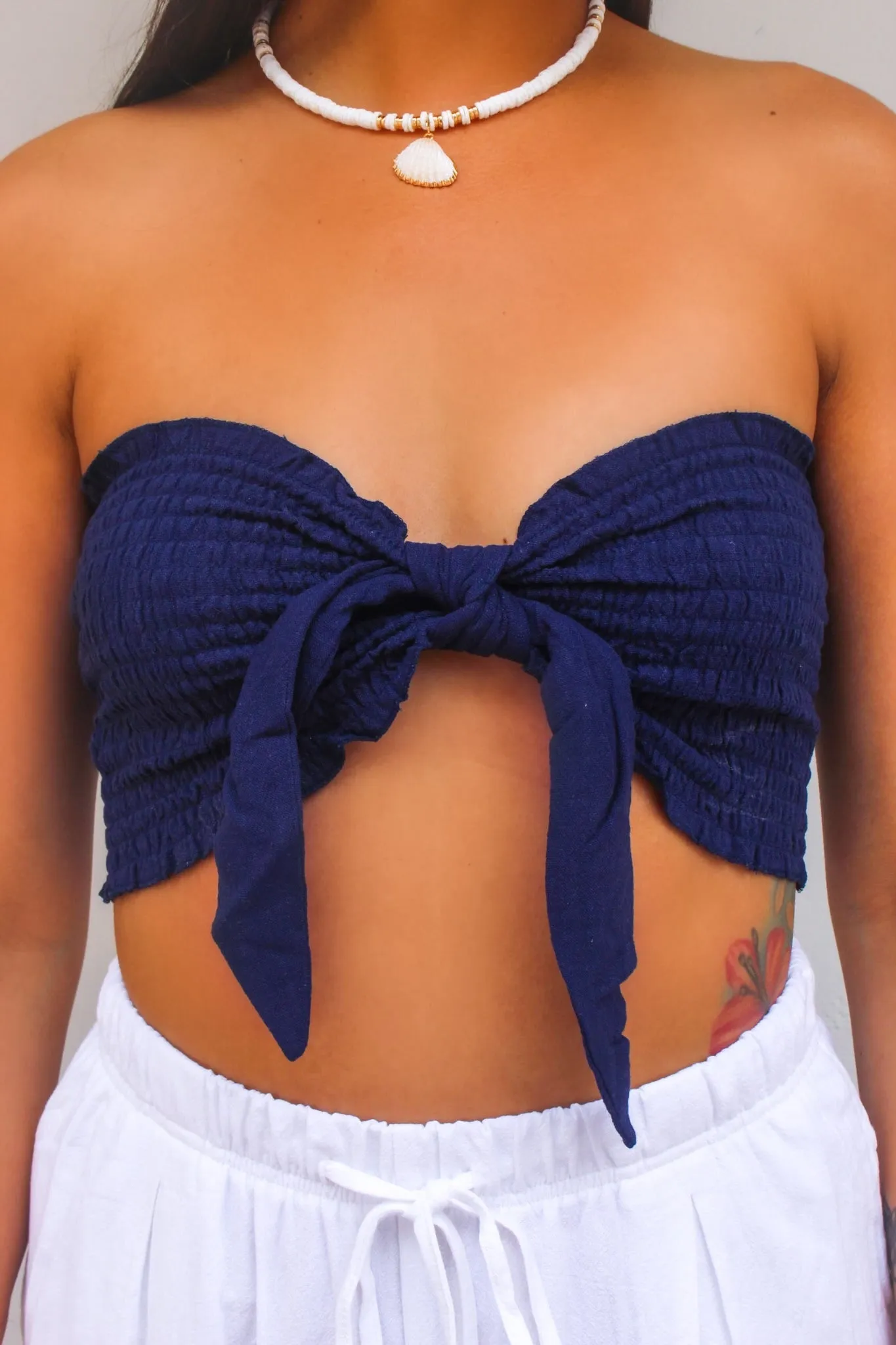 Salt and Sea Bow Detail Bandeau - Navy