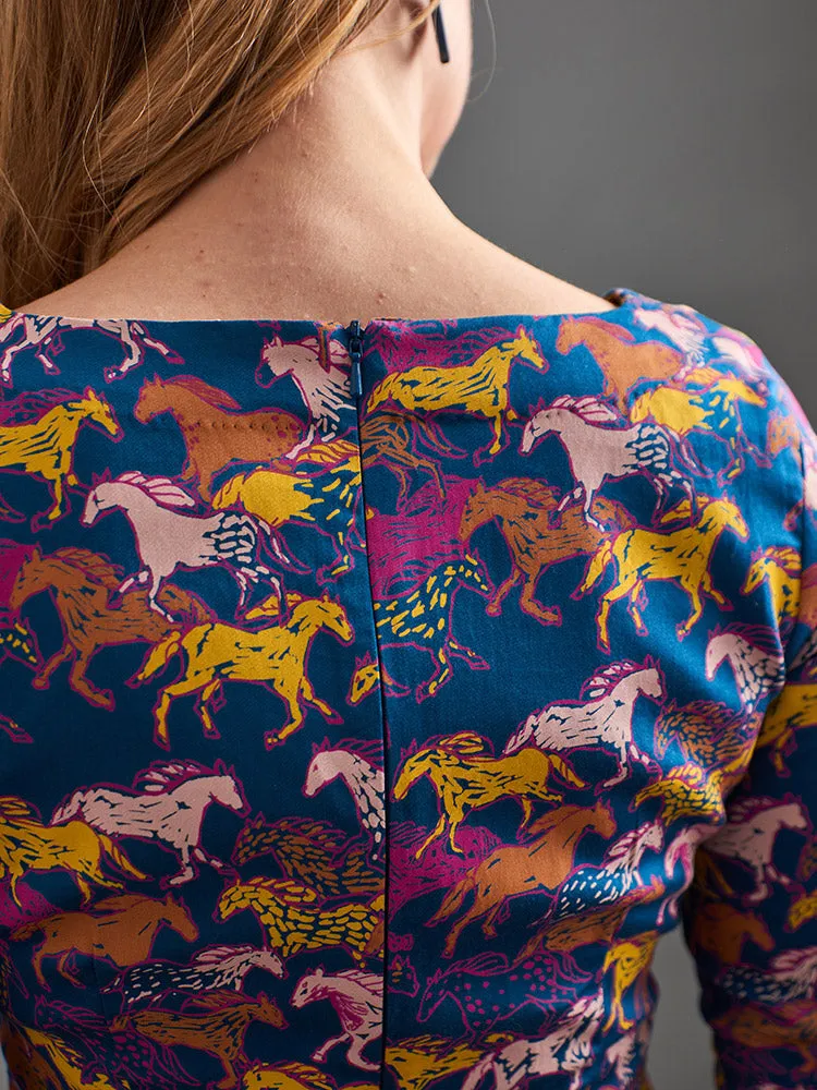 Serephina Dress - Blue Horses