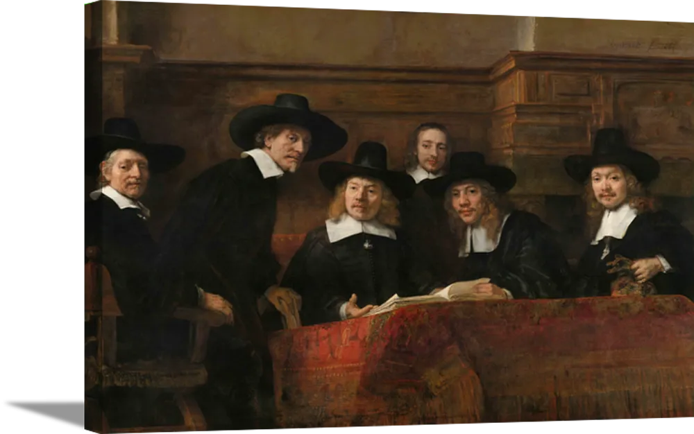 Syndics of the Drapers' Guild | Rembrandt Van Rijn Masters Classic Art in Gallery Wrapped Canvas | Various Sizes