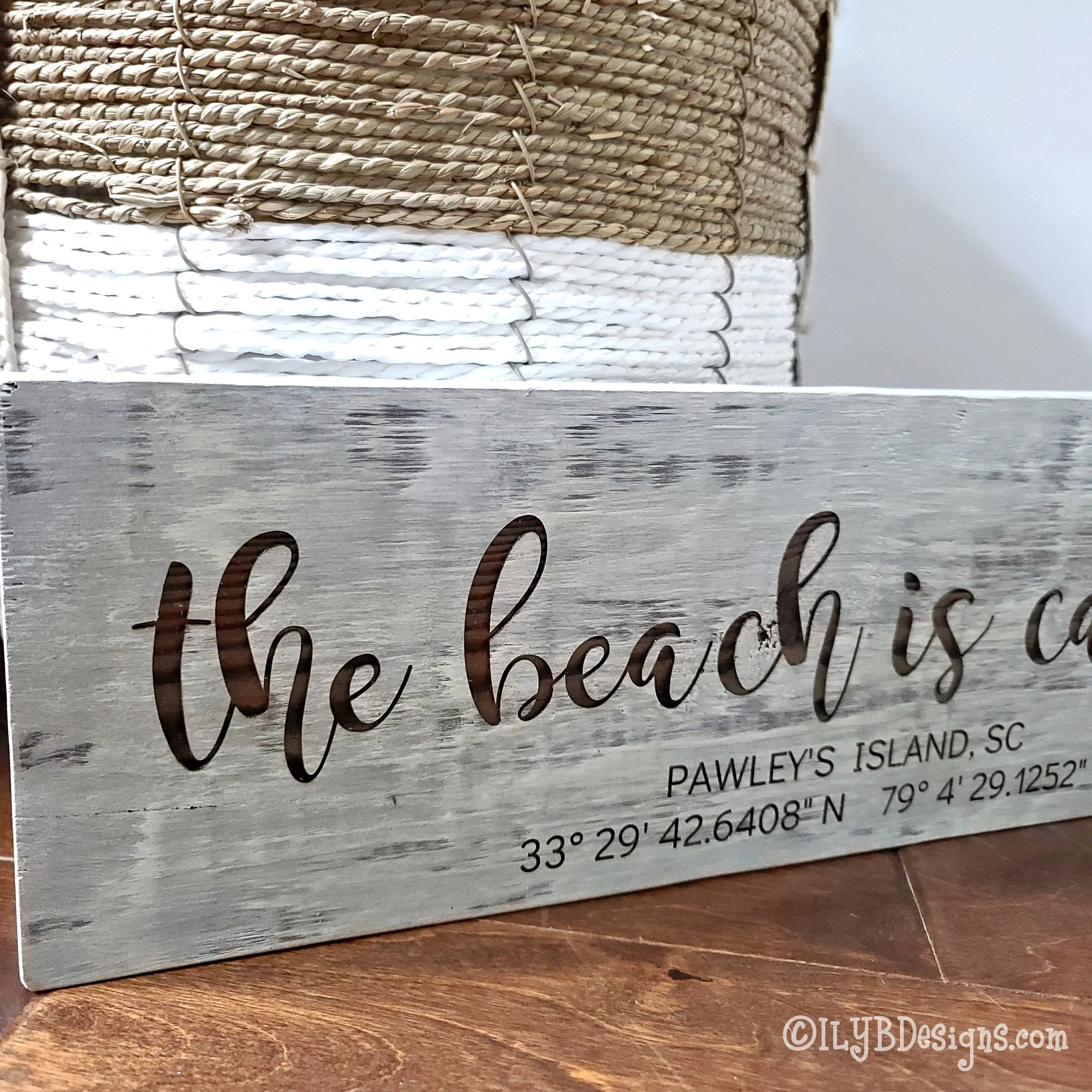 The Beach is Calling Laser Engraved Wood Sign | Beach House Sign