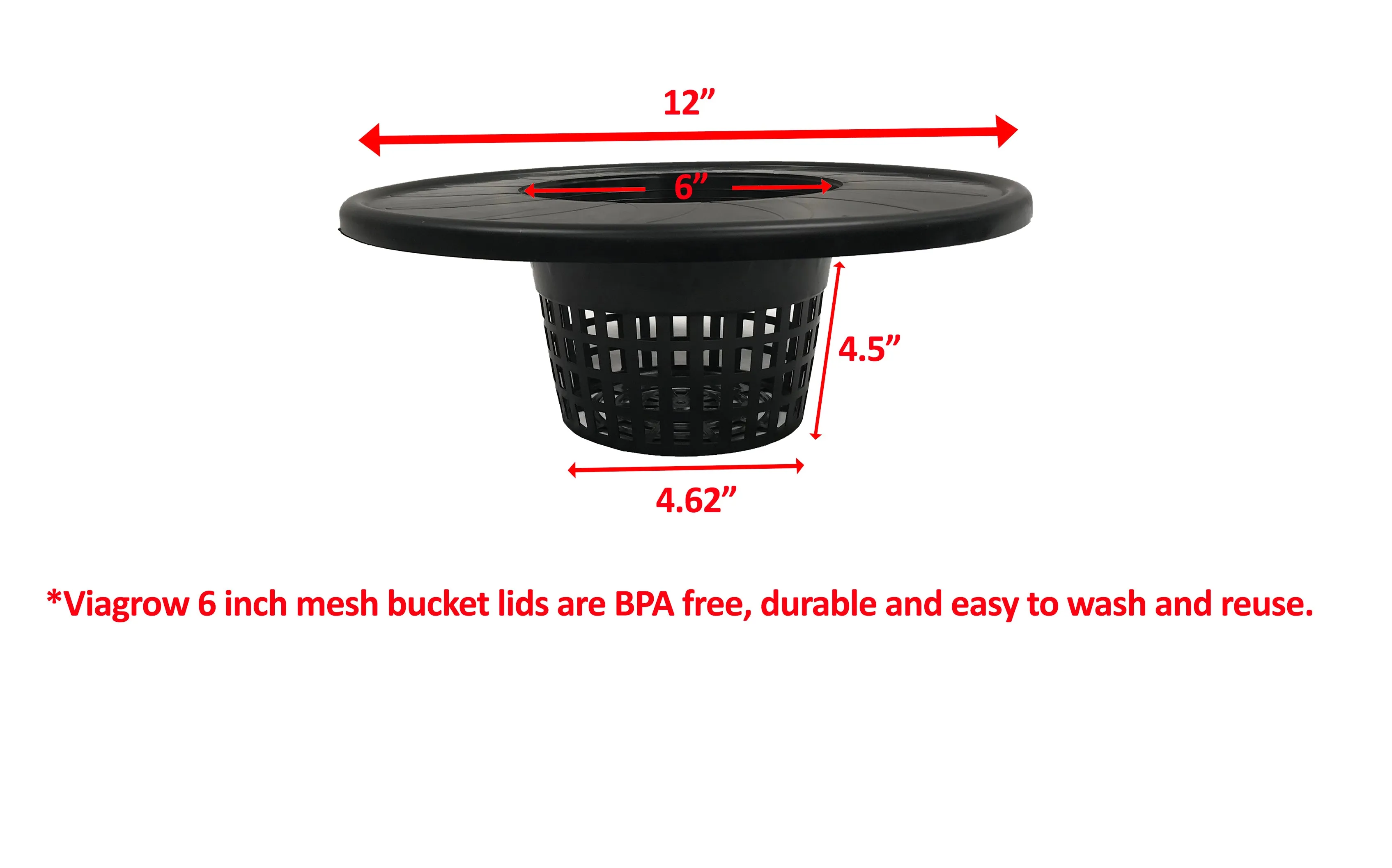 Viagrow 6" Black Mesh Pot Bucket Lid Insert (EA)