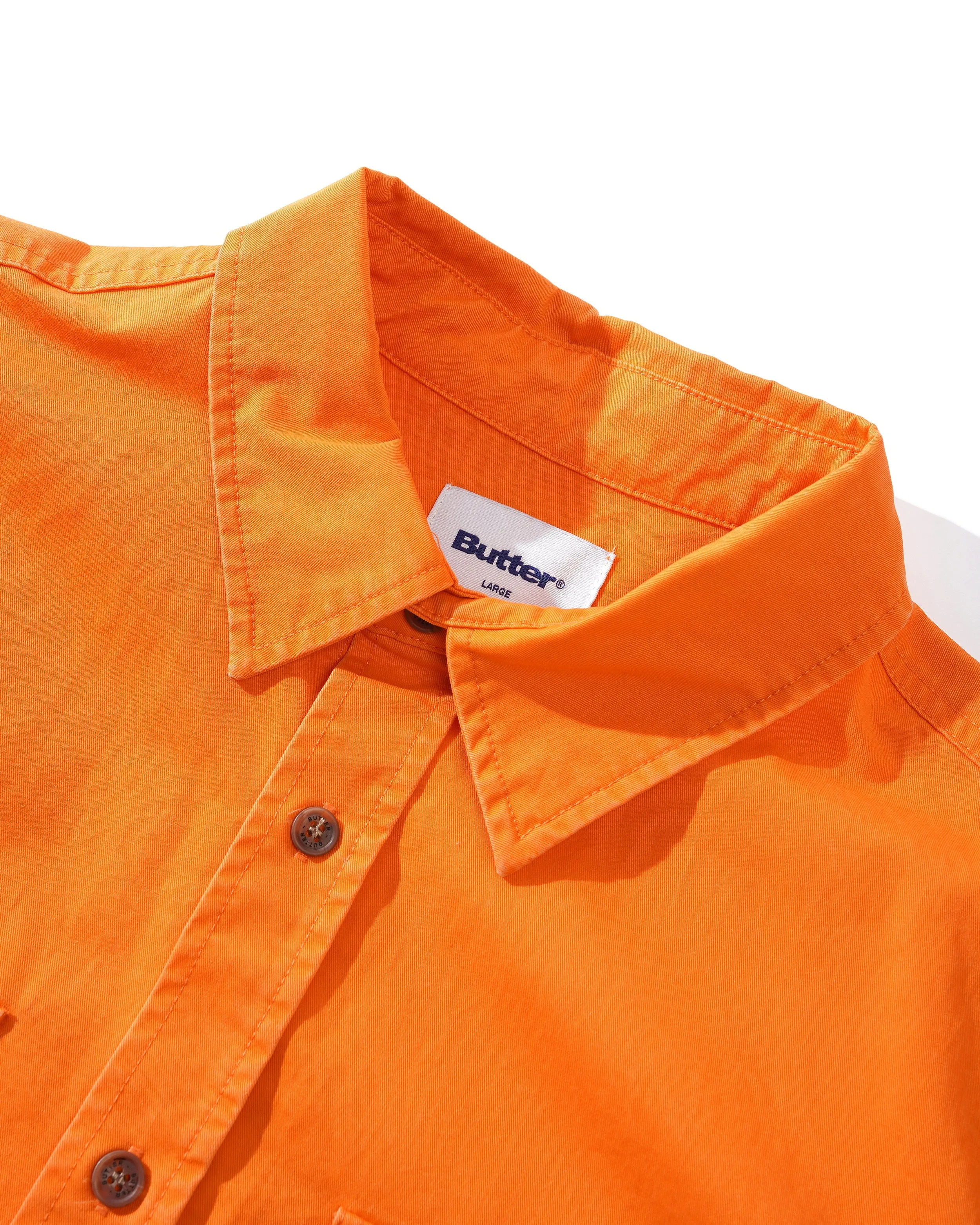 Washed Pocket L/S Shirt, Mandarin