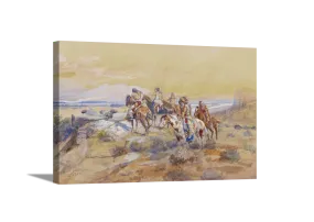 Watching The Iron Horse | Charles Russell Masters Classic Art in Gallery Wrapped Canvas | Various Sizes