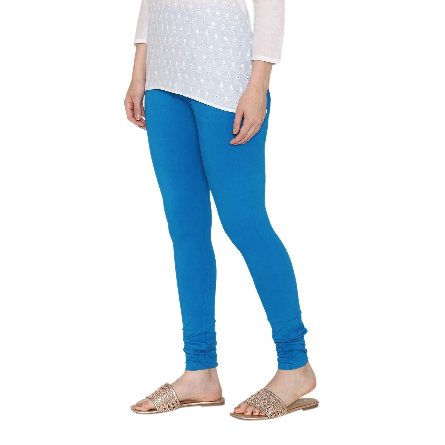 Women's Cotton Churidar leggings (Free Size) -Turquoise