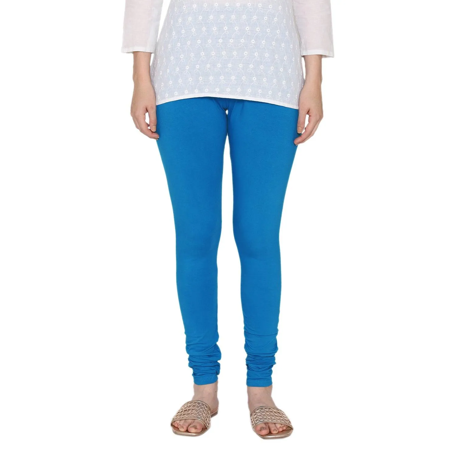 Women's Cotton Churidar leggings (Free Size) -Turquoise