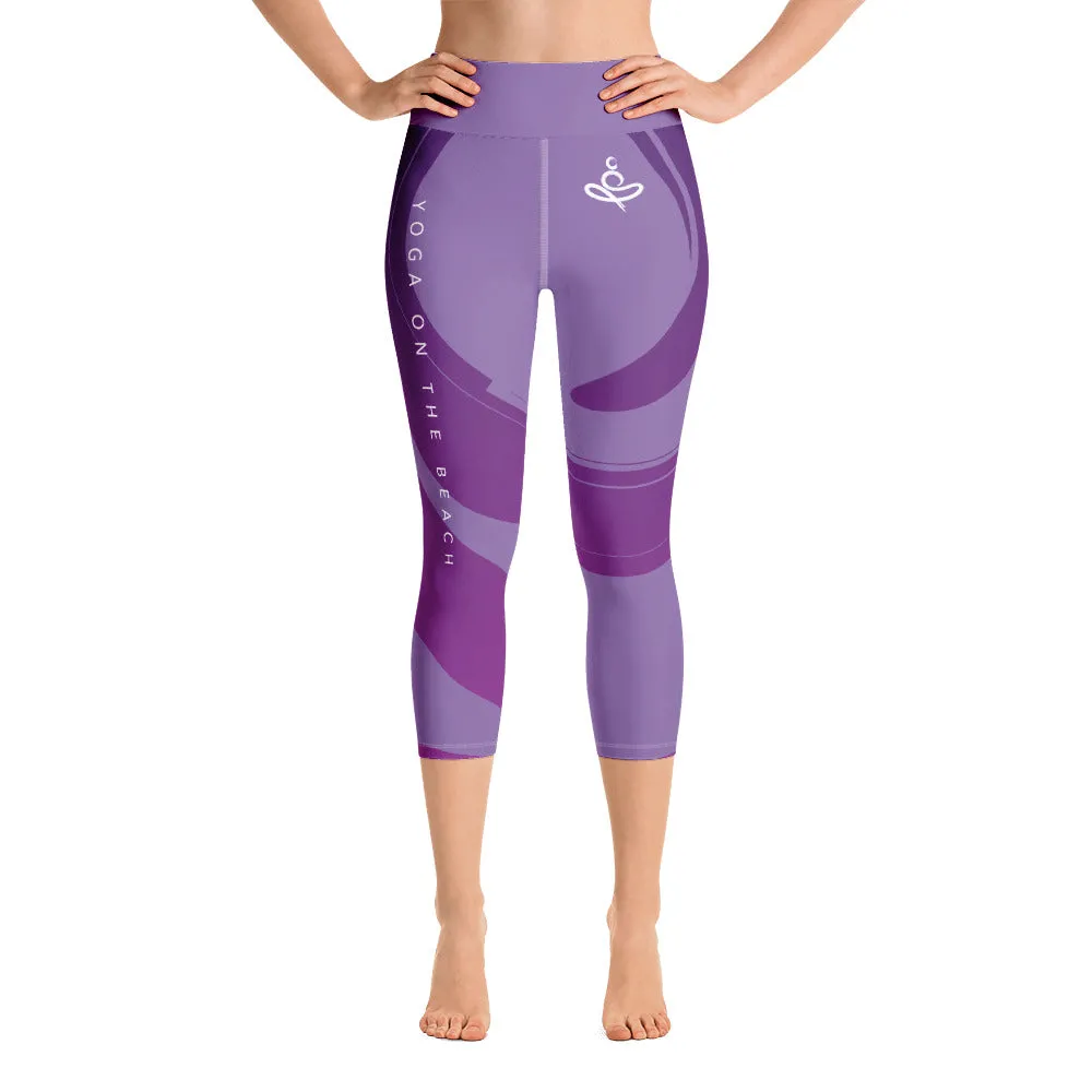 Yoga on the Beach (YOTB) - Purple - Capri Yoga Leggings with waistband