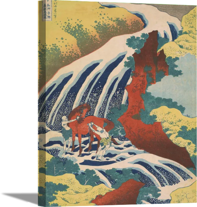 Yoshitsune Falls | Katsushika Hokusai Masters Classic Art in Gallery Wrapped Canvas | Various Sizes