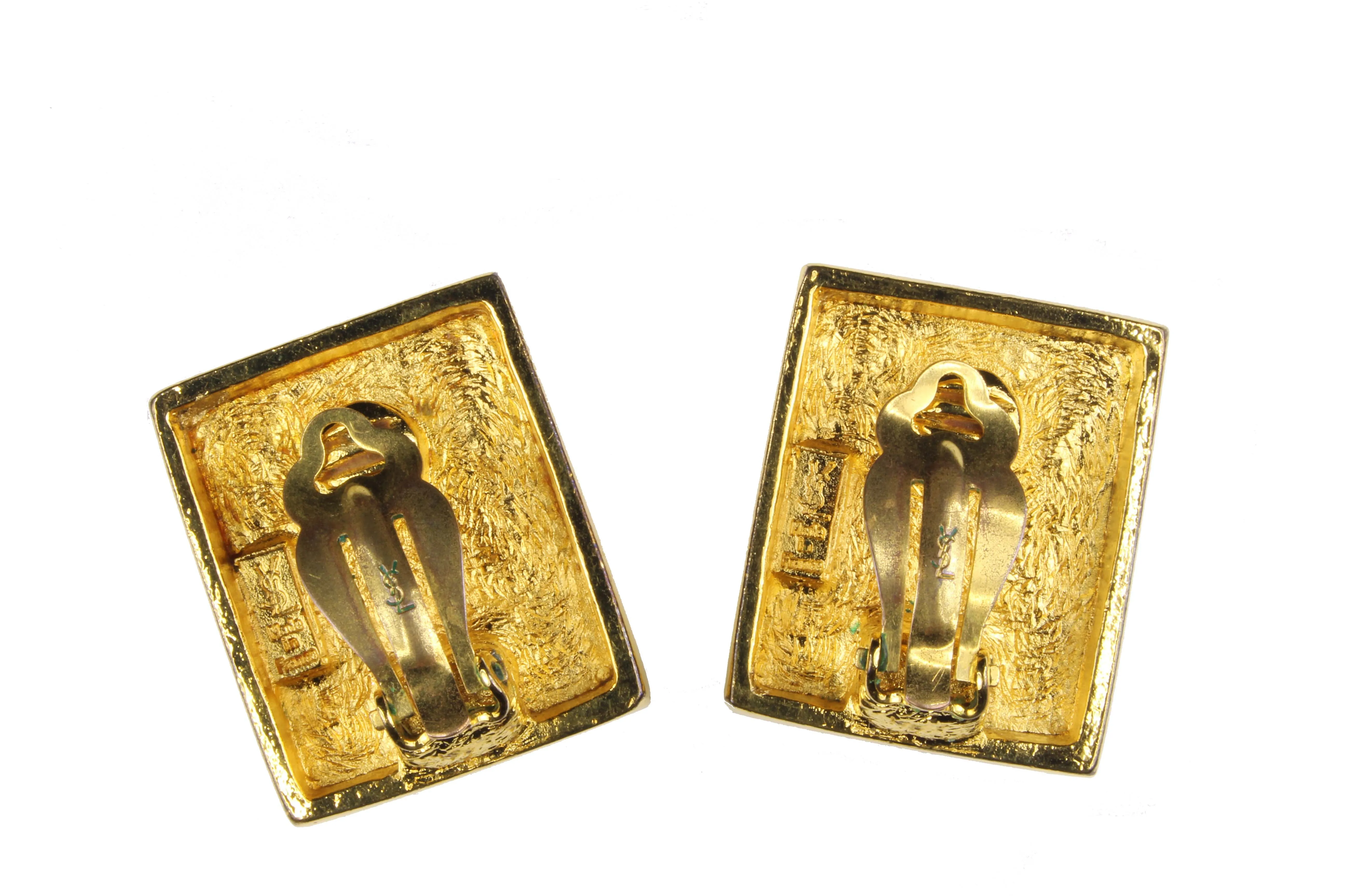 YVES SAINT LAURENT rectangular Logo earrings